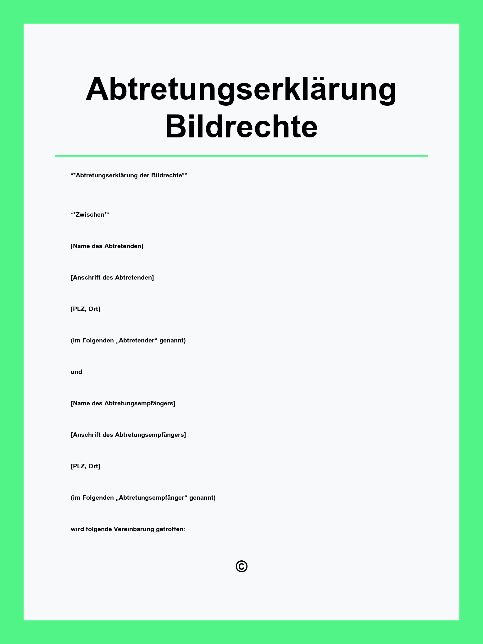 Abtretungserklärung Bildrechte