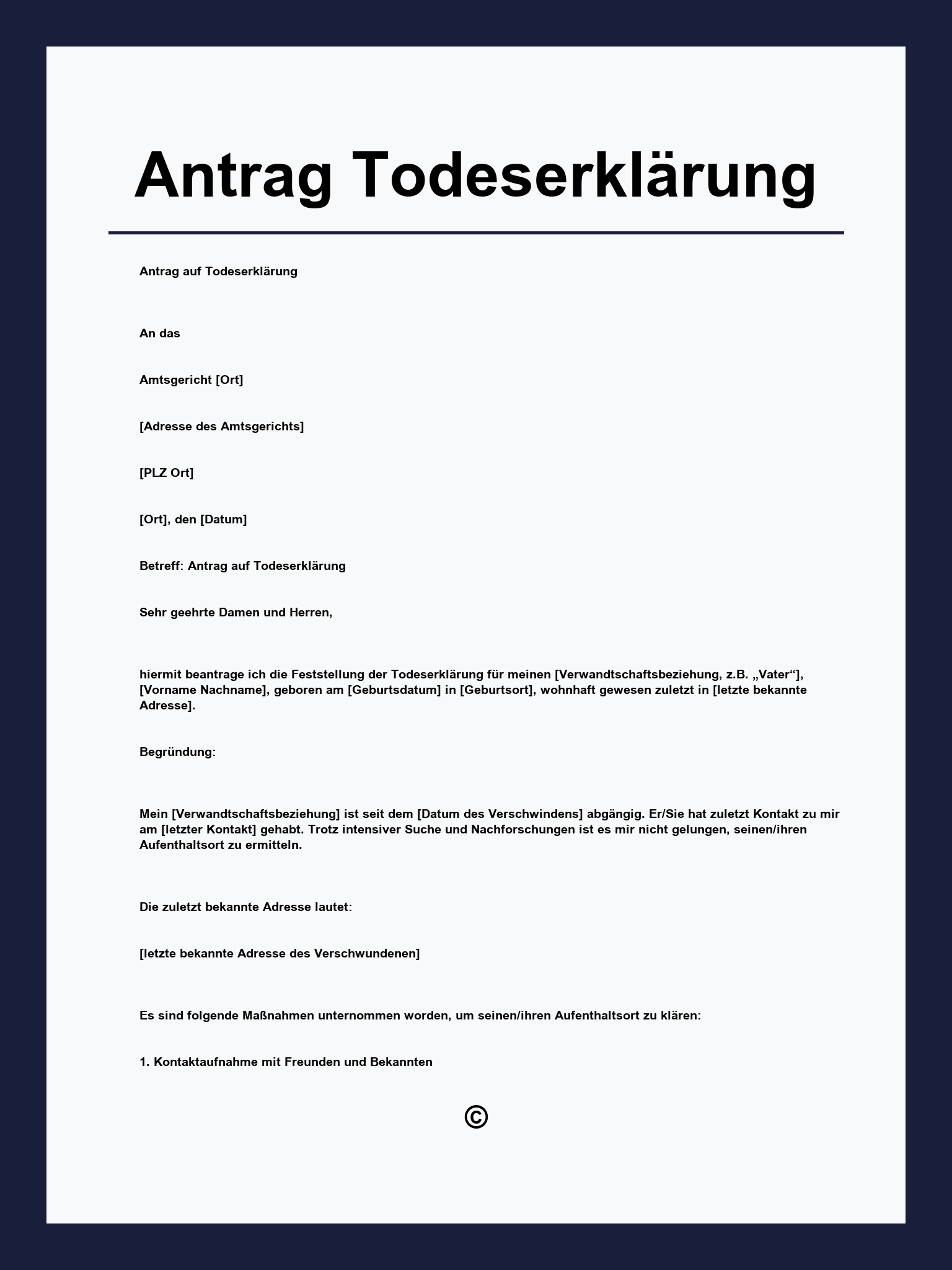 Antrag Todeserklärung Muster