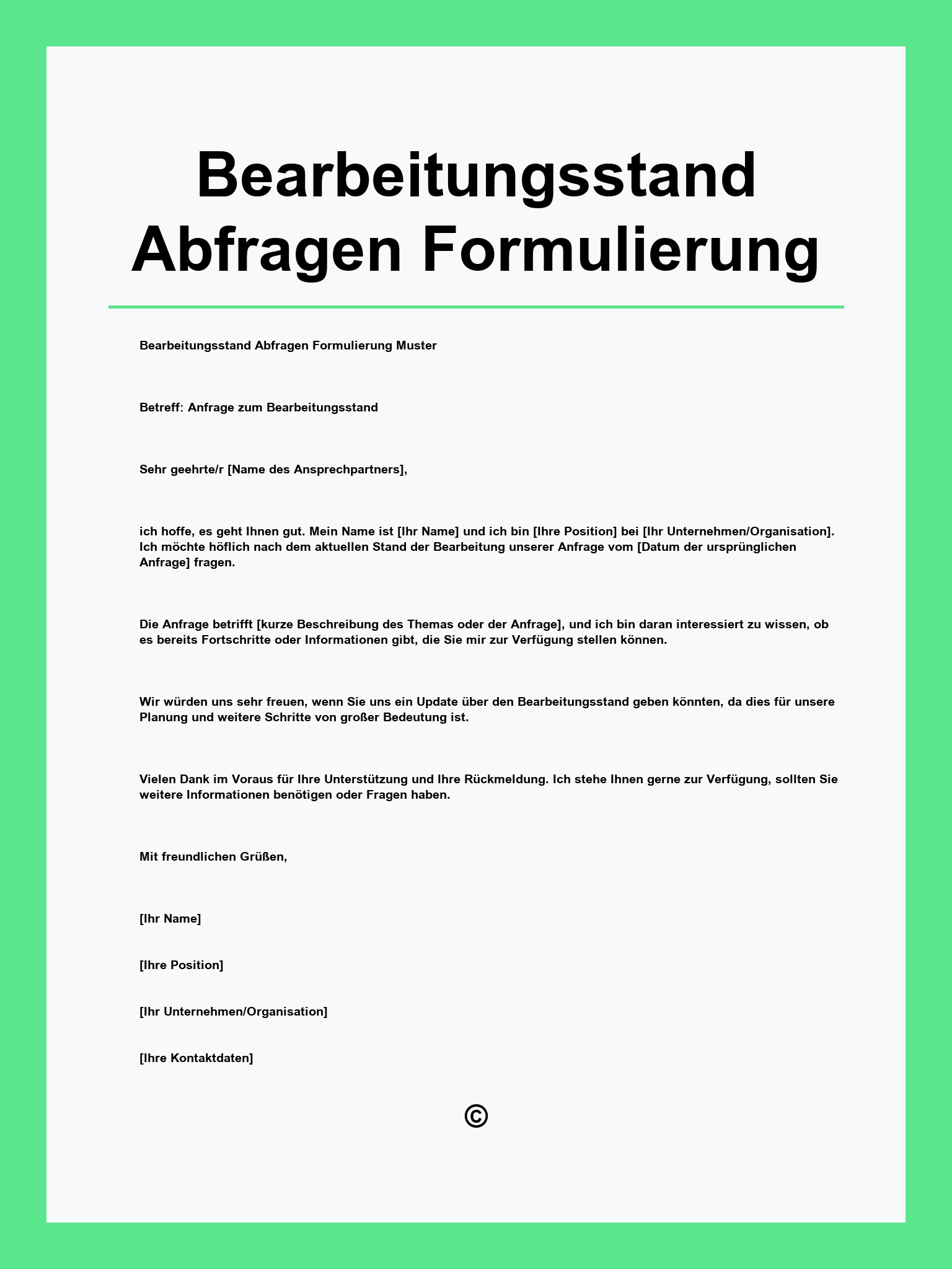 Bearbeitungsstand Abfragen Formulierung