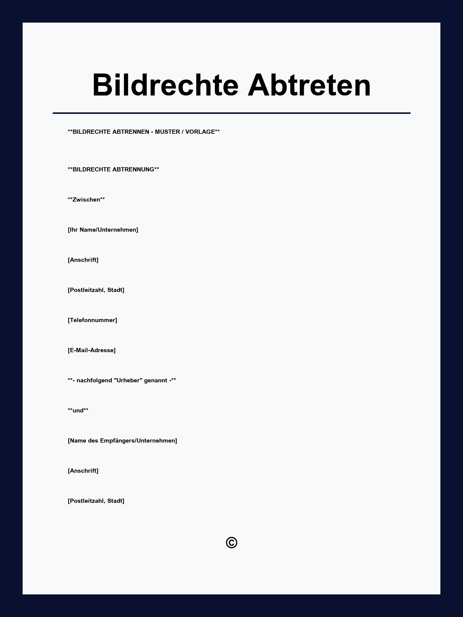 Bildrechte Abtreten Vorlage