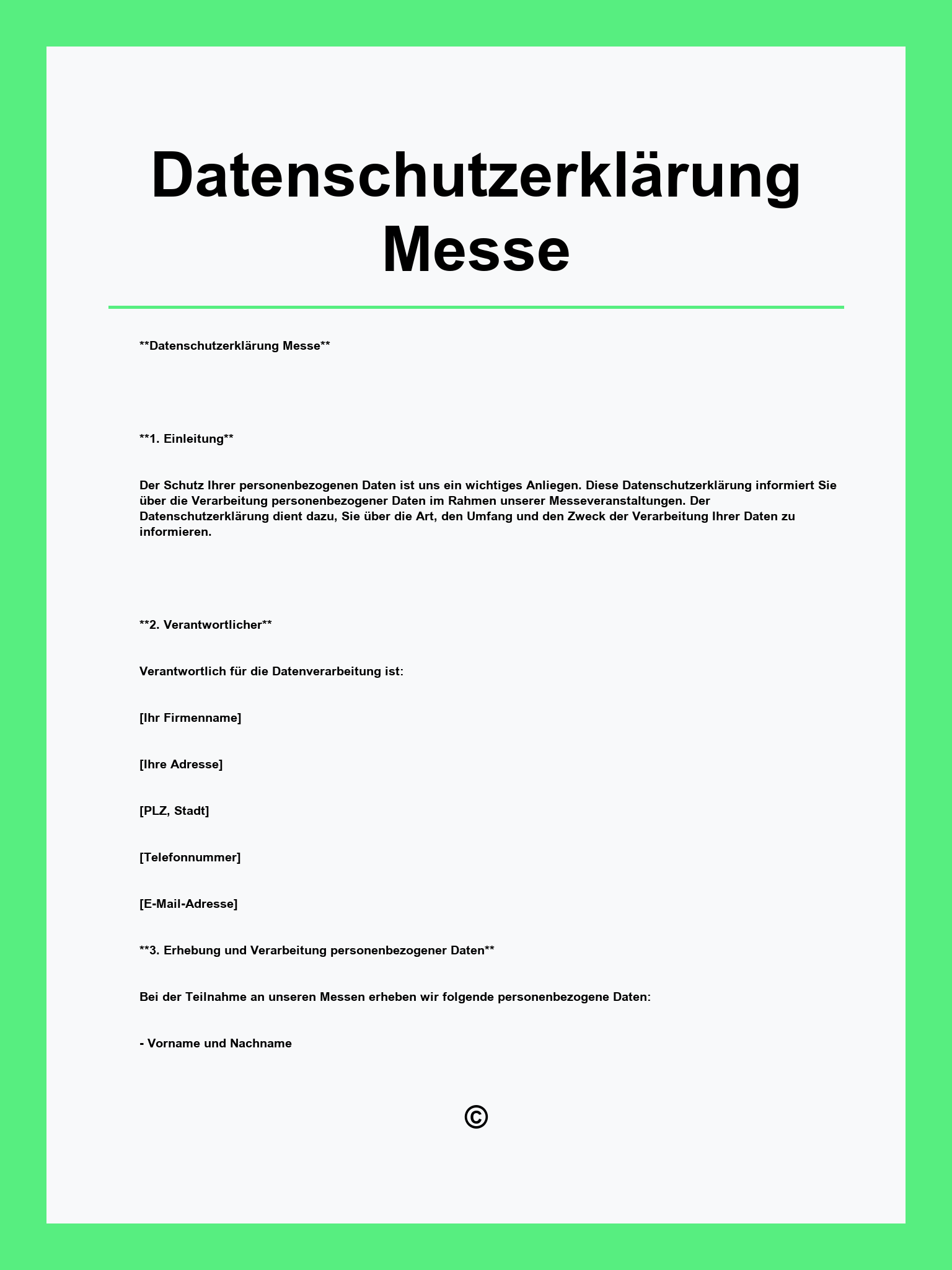 Datenschutzerklärung Messe Muster