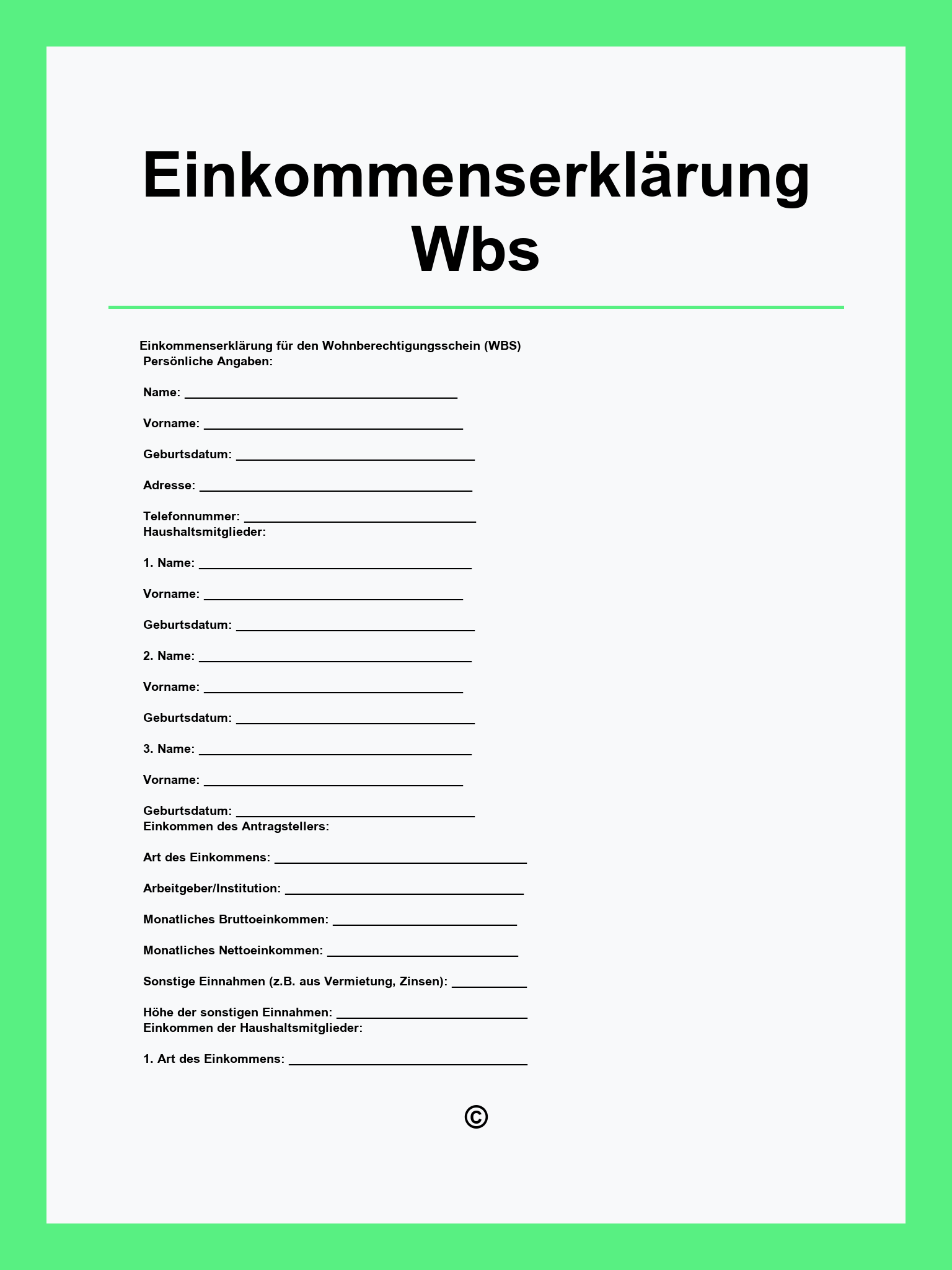 Einkommenserklärung Wbs