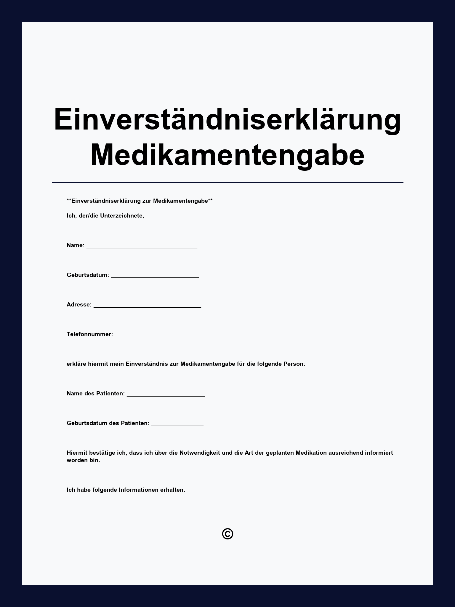 Einverständniserklärung Medikamentengabe Muster