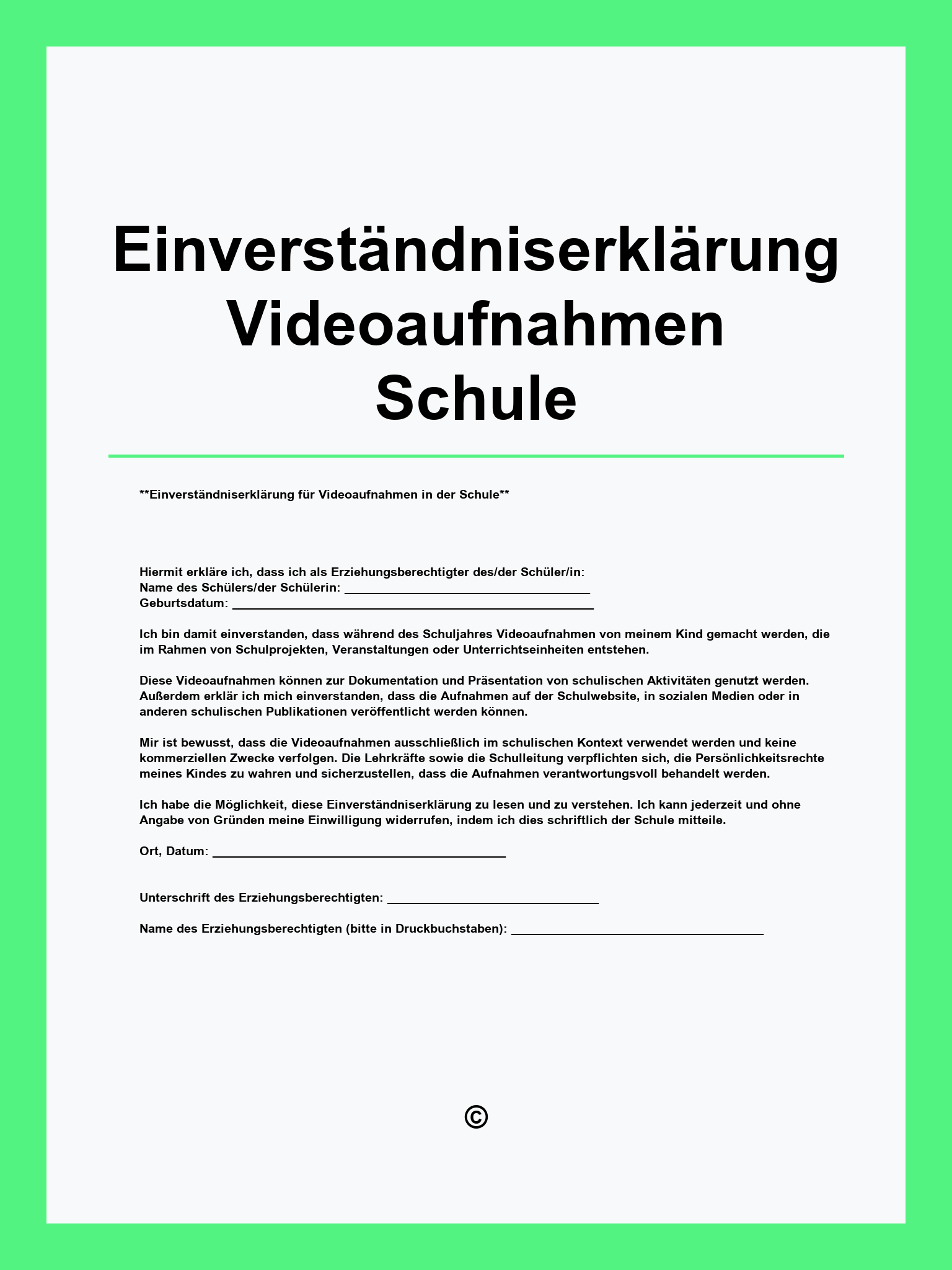 Einverständniserklärung Videoaufnahmen Muster Schule