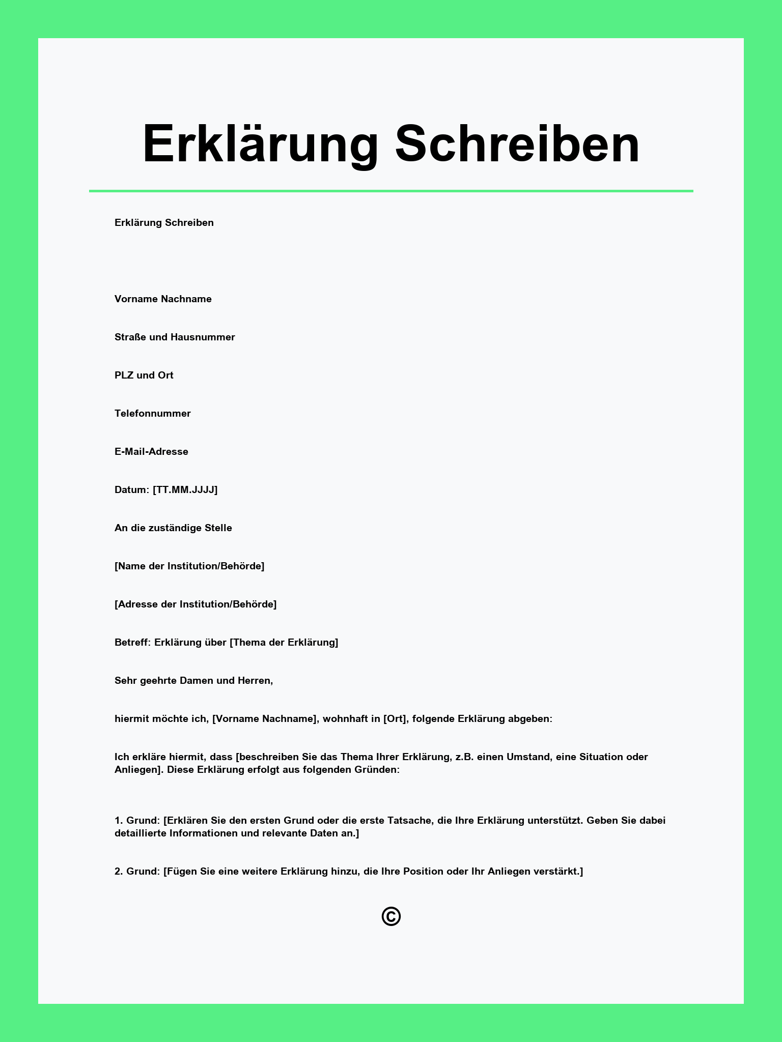 Erklärung Schreiben
