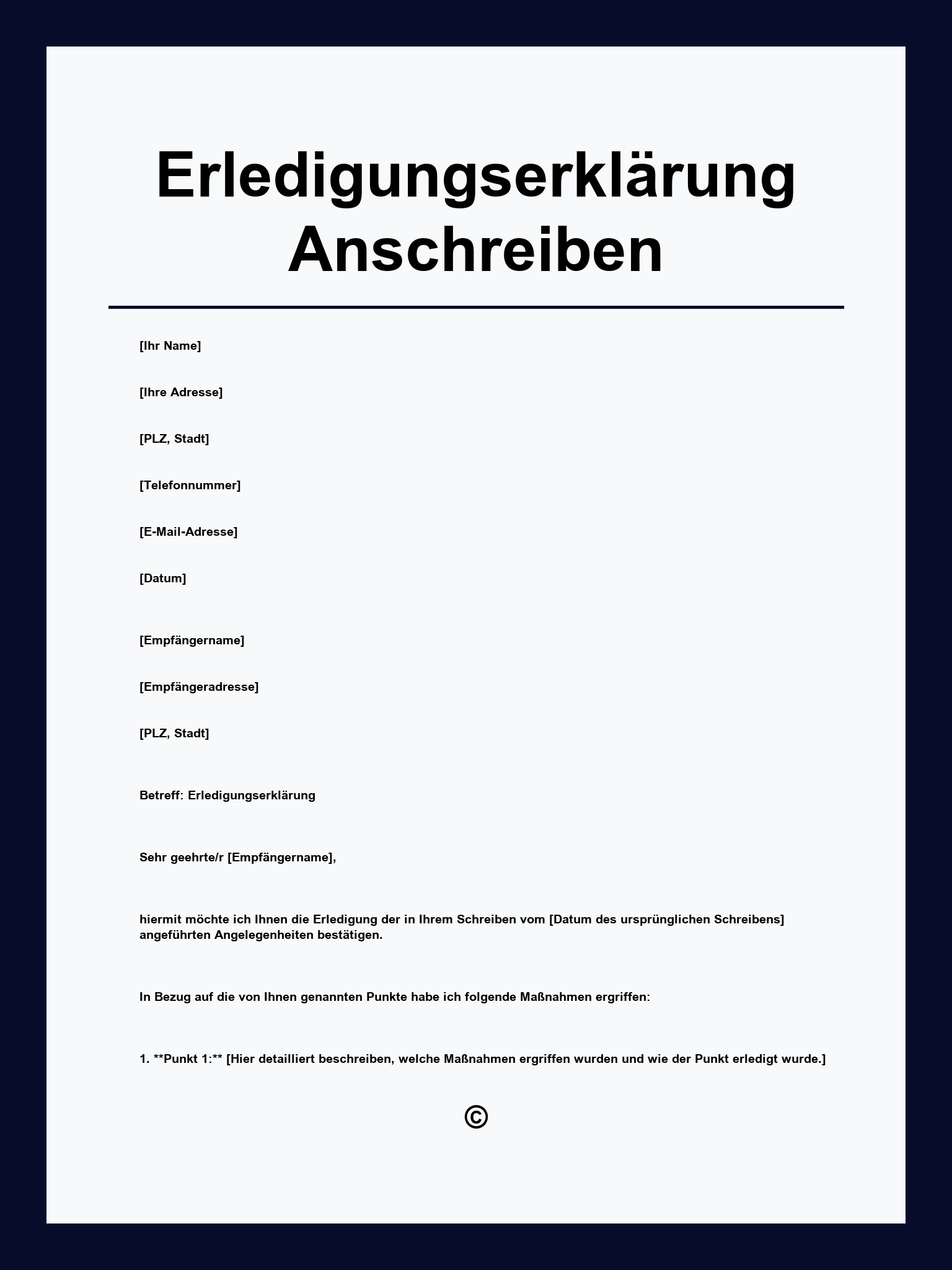 Erledigungserklärung Muster Anschreiben