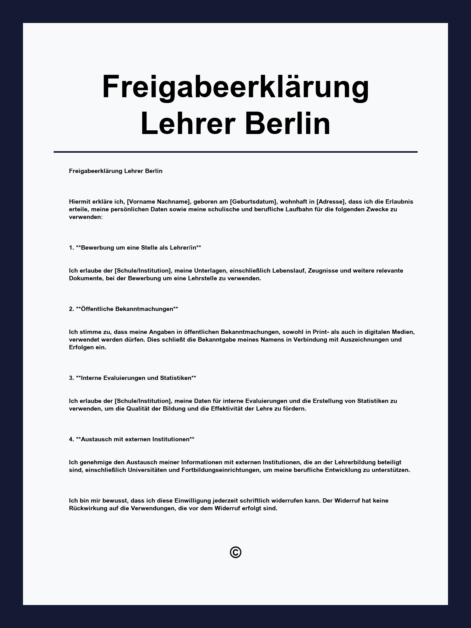 Freigabeerklärung Lehrer Berlin