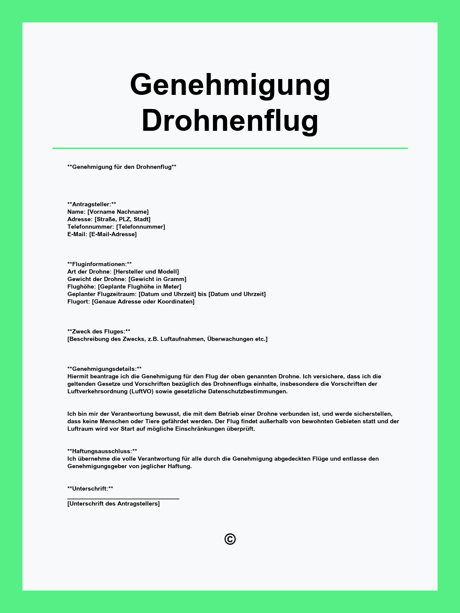 Genehmigung Drohnenflug Vorlage