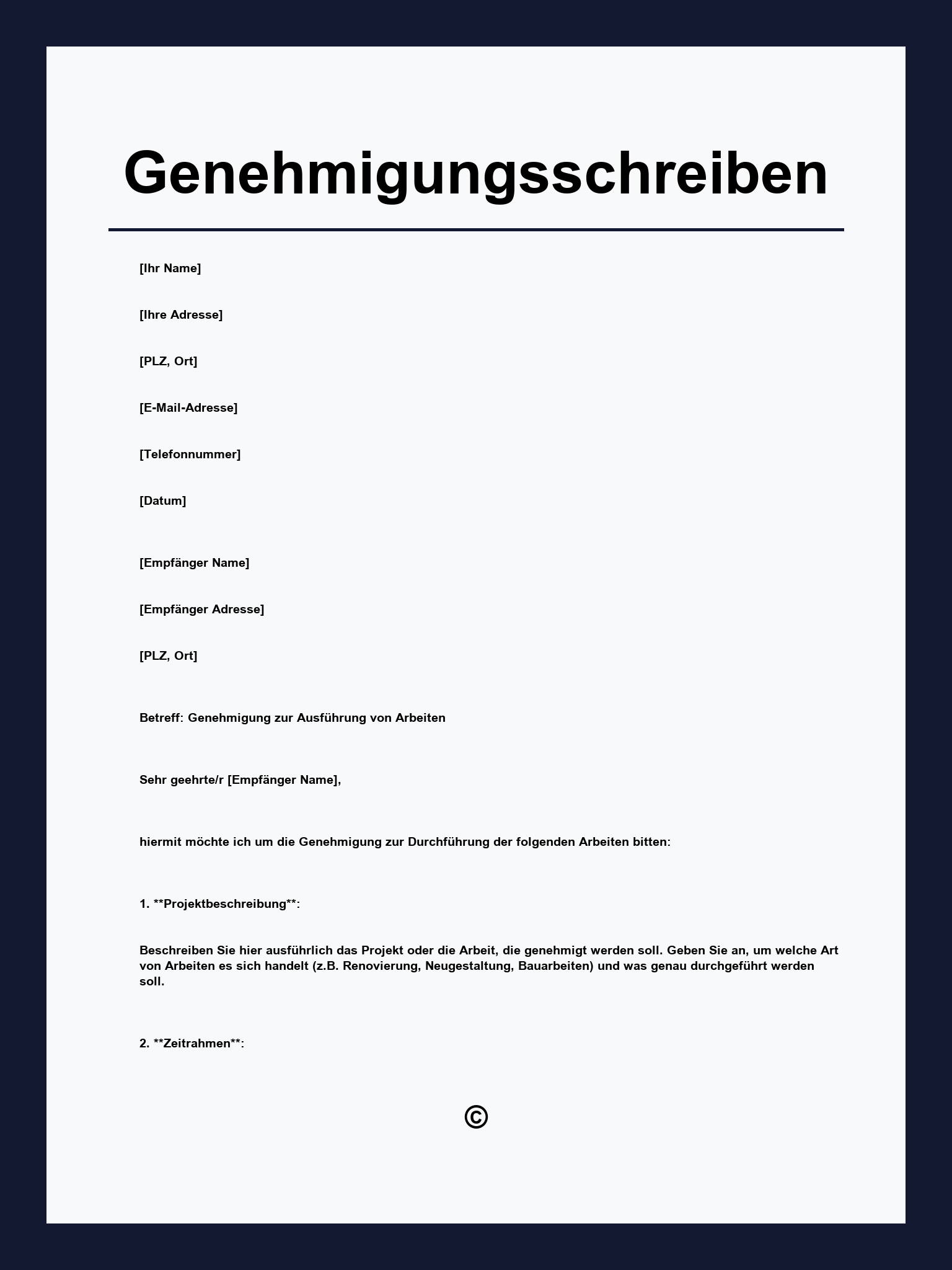 Genehmigungsschreiben Muster