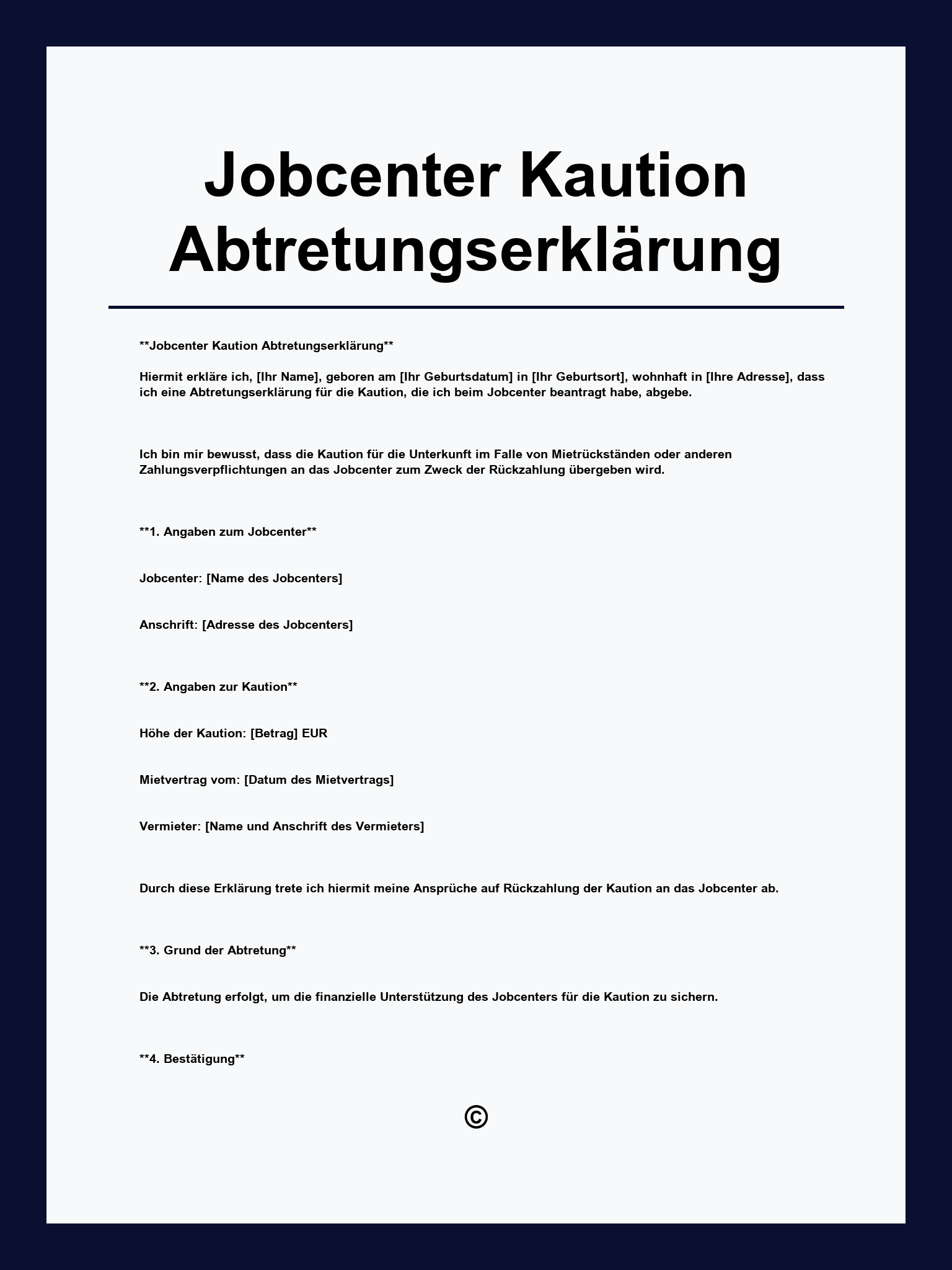Jobcenter Kaution Abtretungserklärung