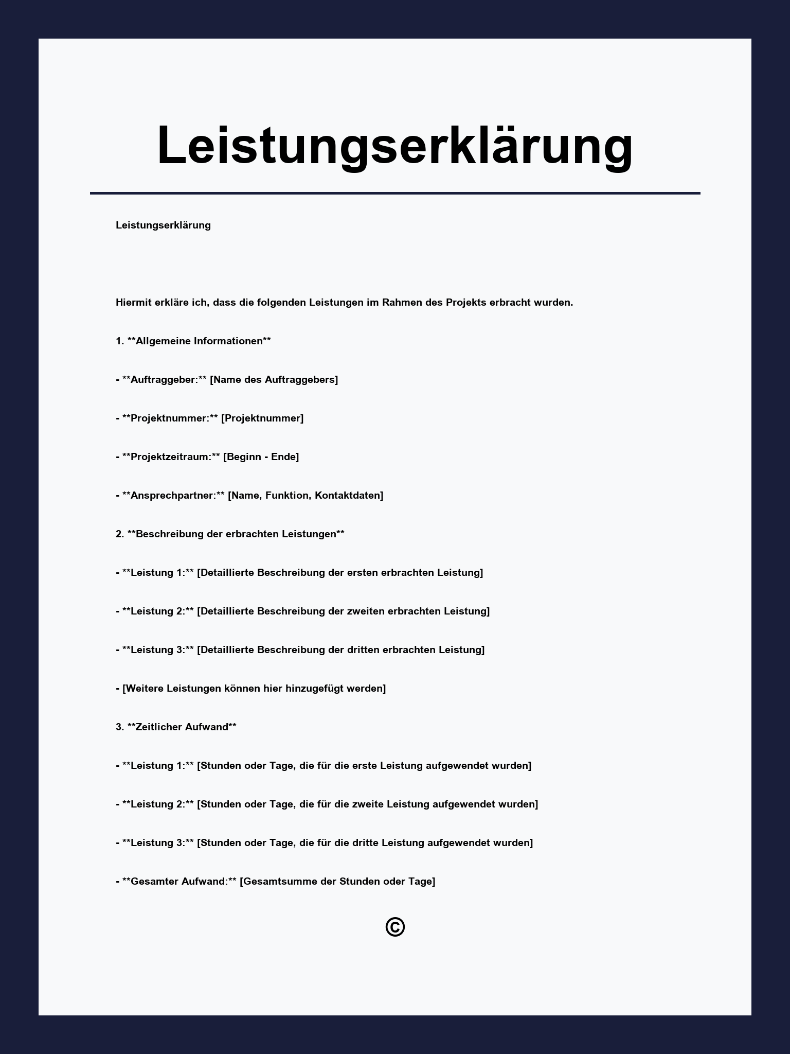 Leistungserklärung Vorlage
