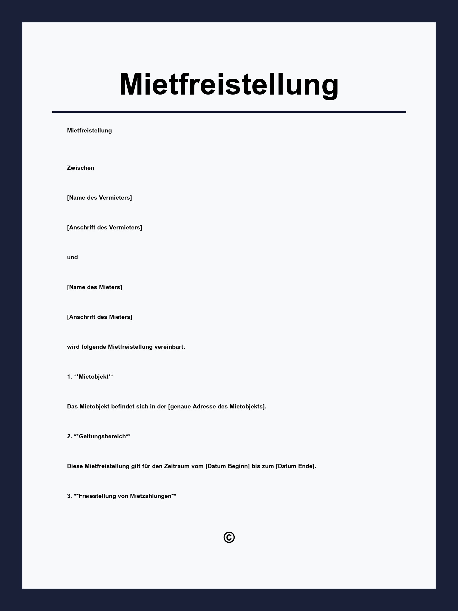 Mietfreistellung