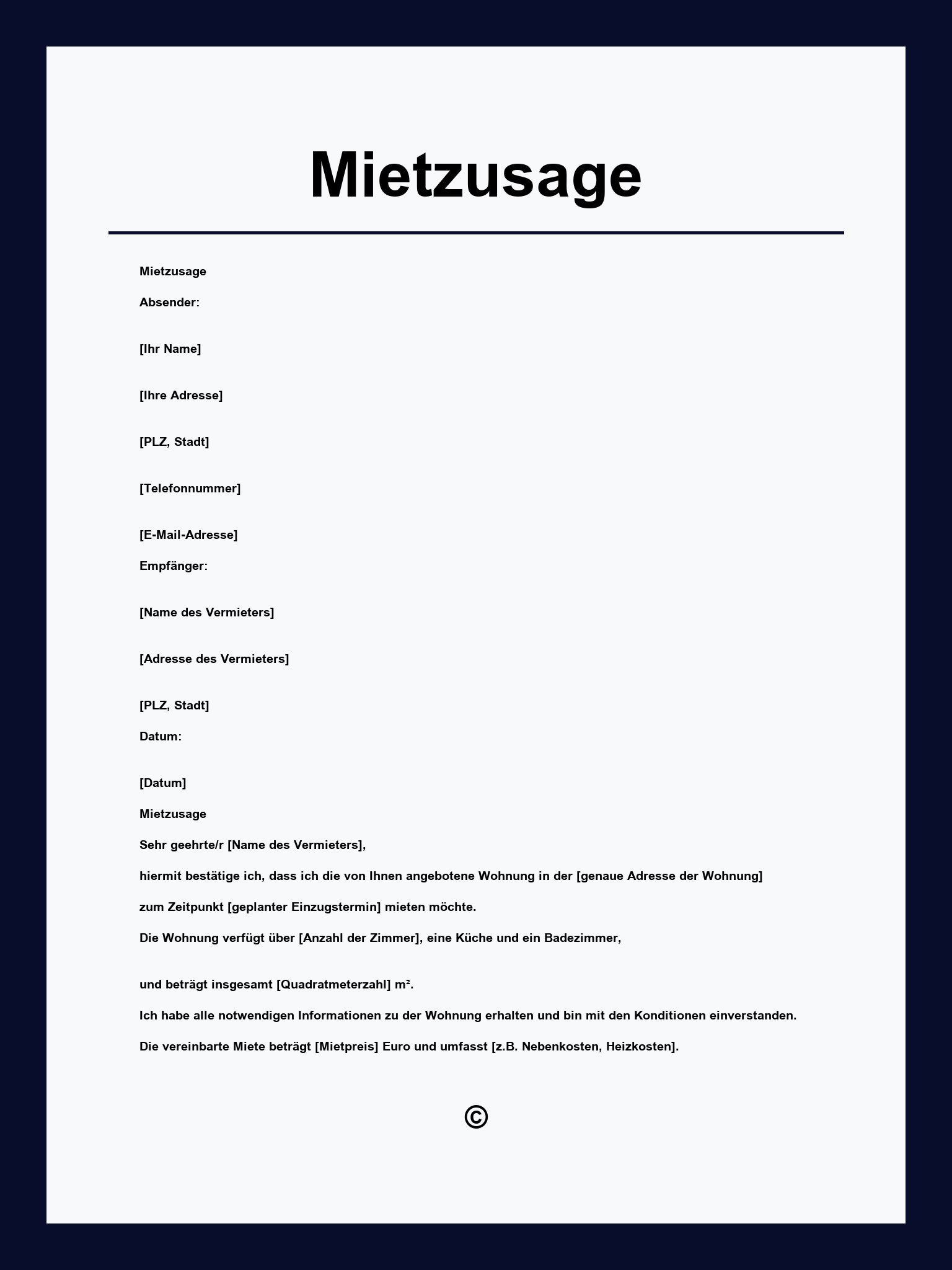 Mietzusage Muster