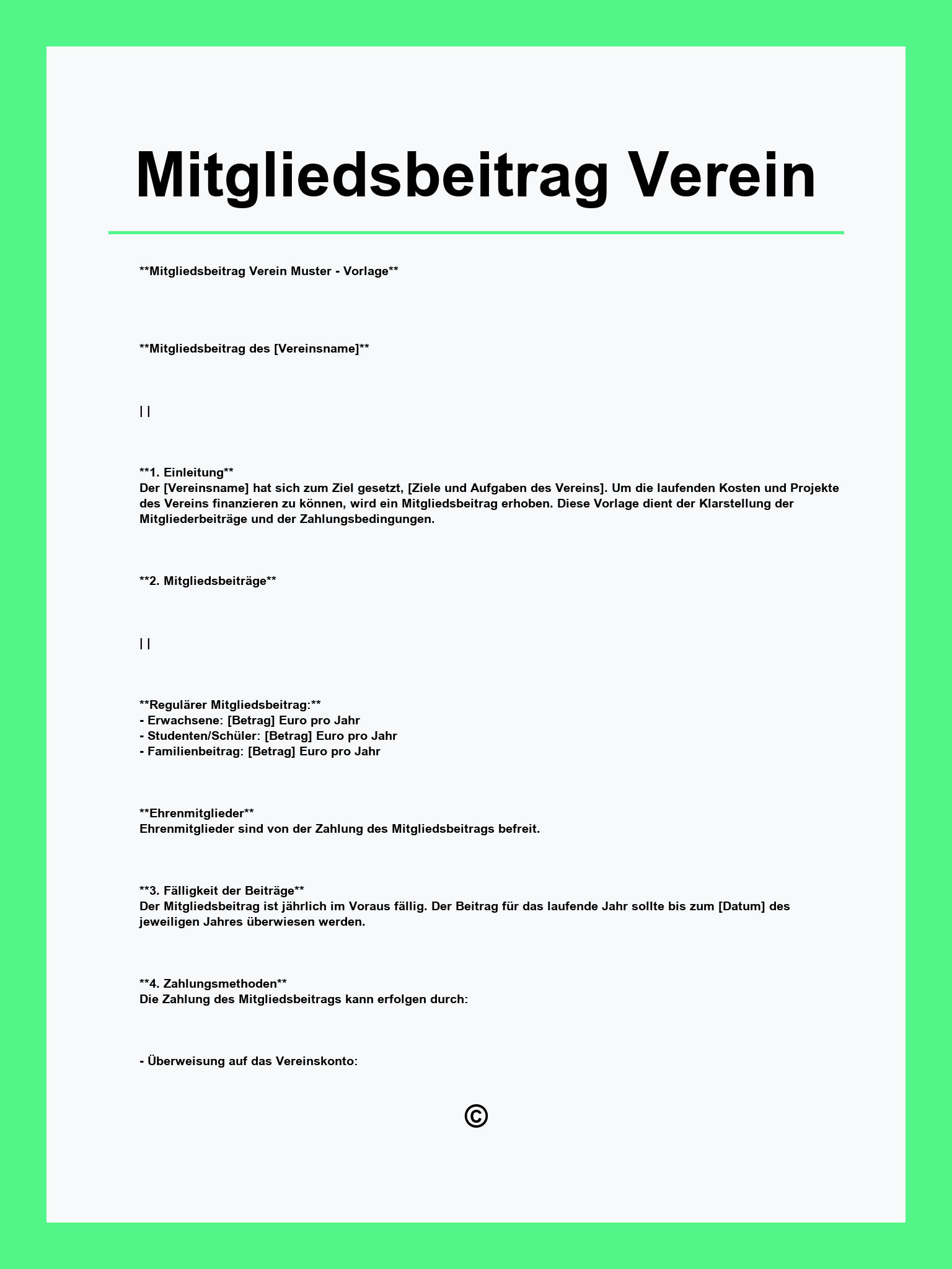 Mitgliedsbeitrag Verein Muster