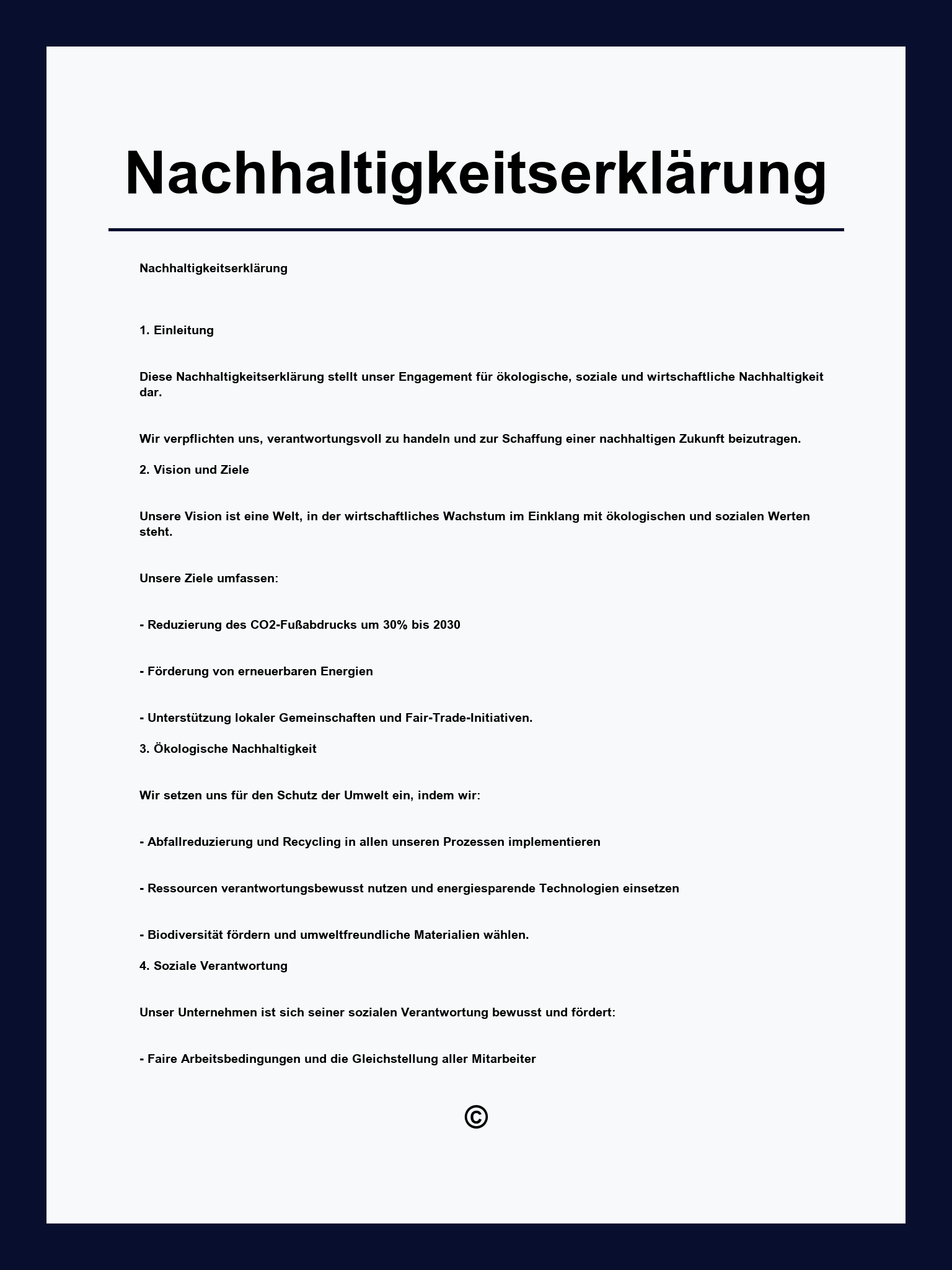 Nachhaltigkeitserklärung Muster