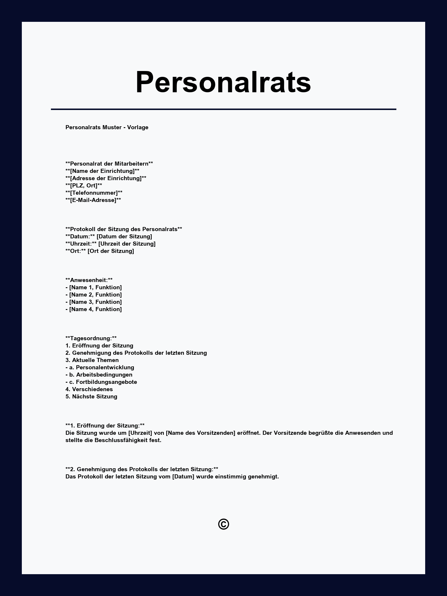 Personalratsvorlage Muster