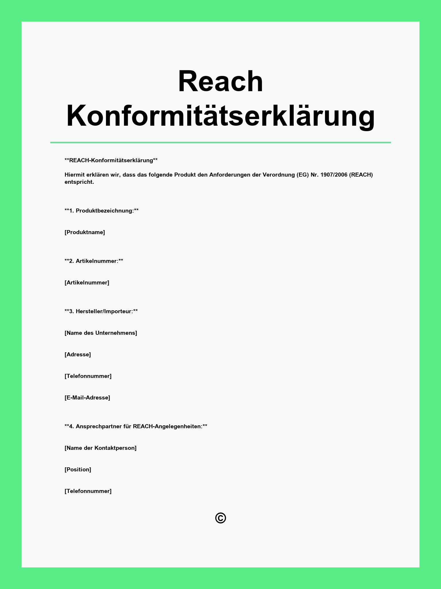 Reach Konformitätserklärung Vorlage