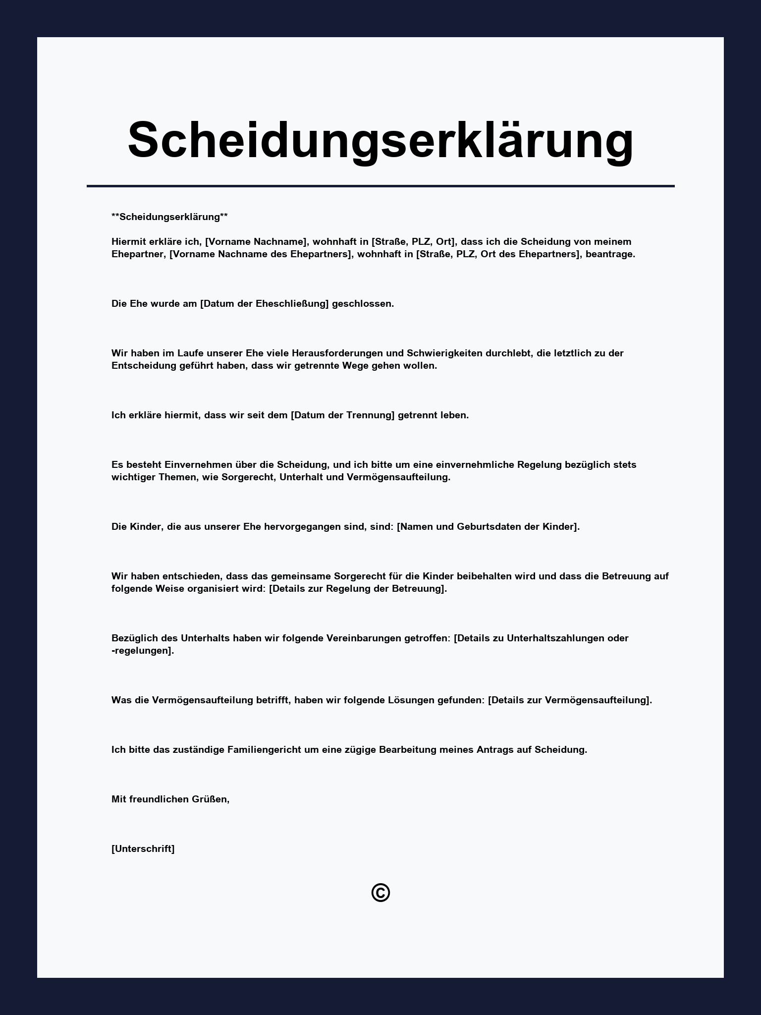 Scheidungserklärung