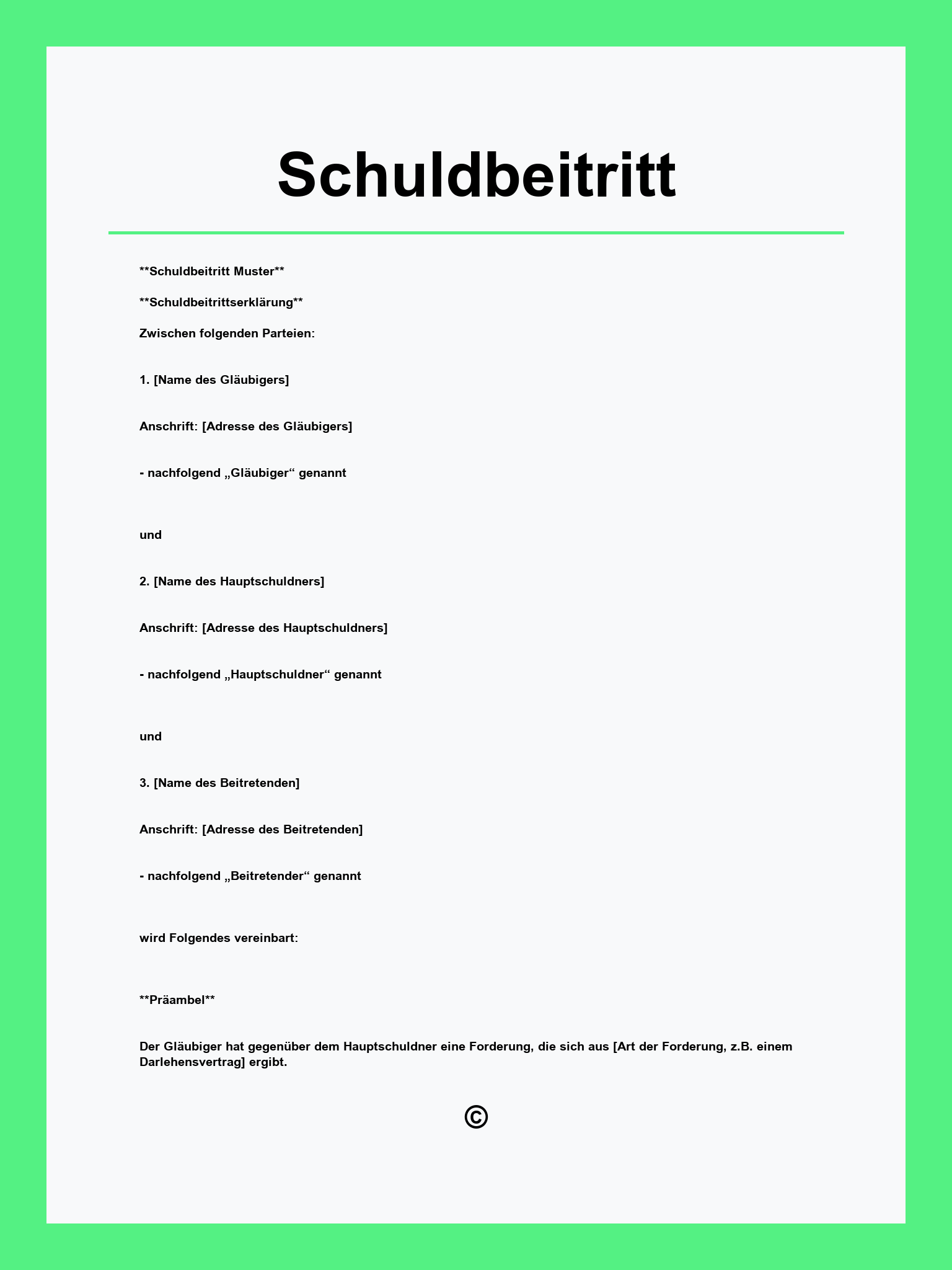 Schuldbeitritt Muster