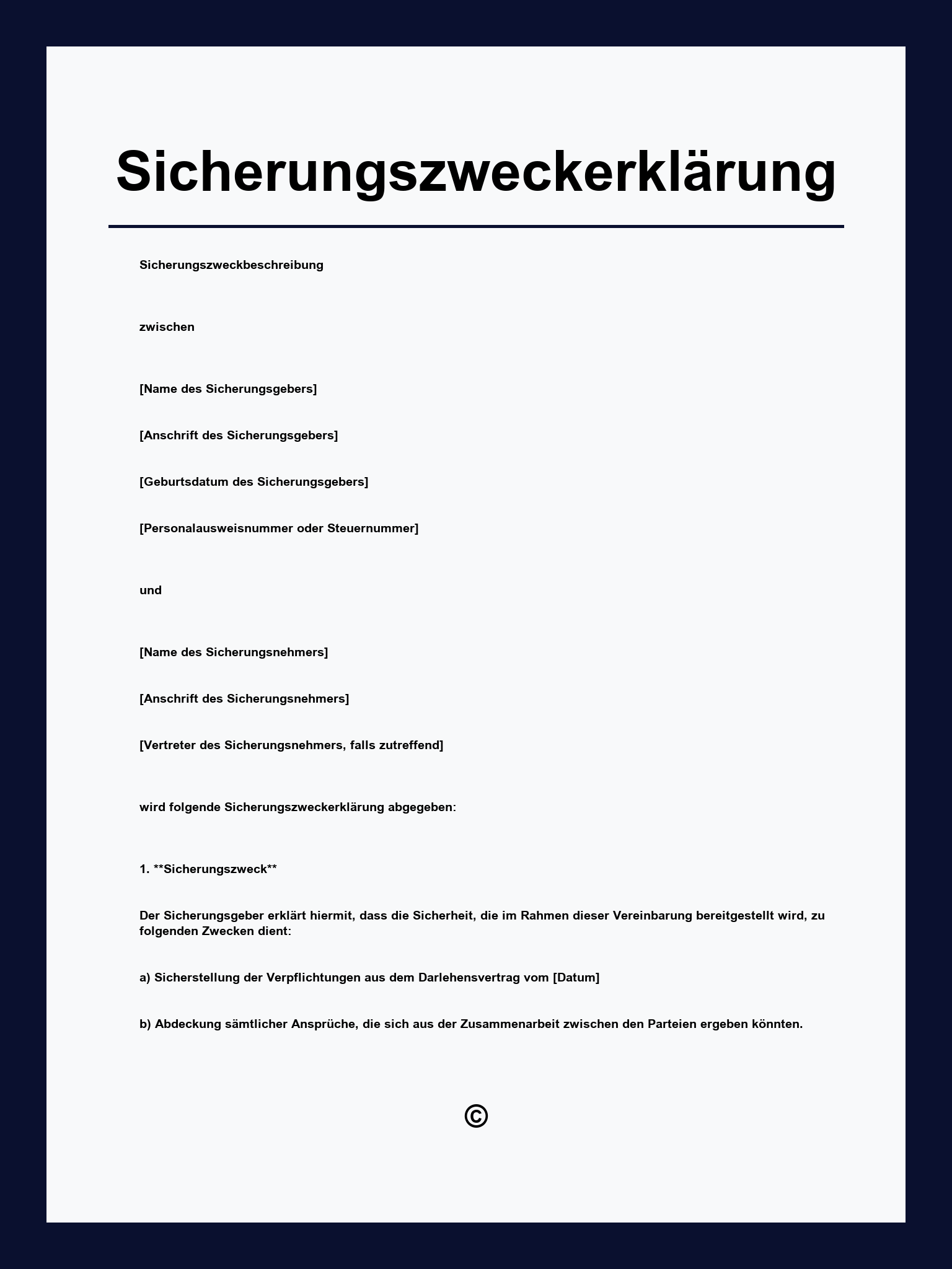 Sicherungszweckerklärung Muster
