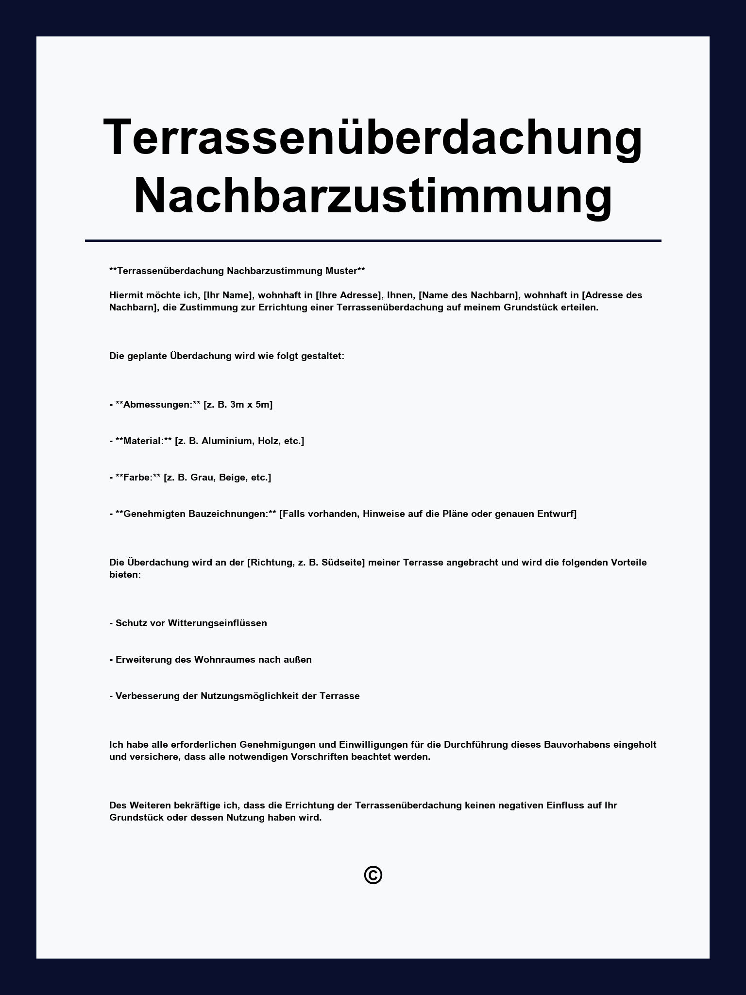 Terrassenüberdachung Nachbarzustimmung