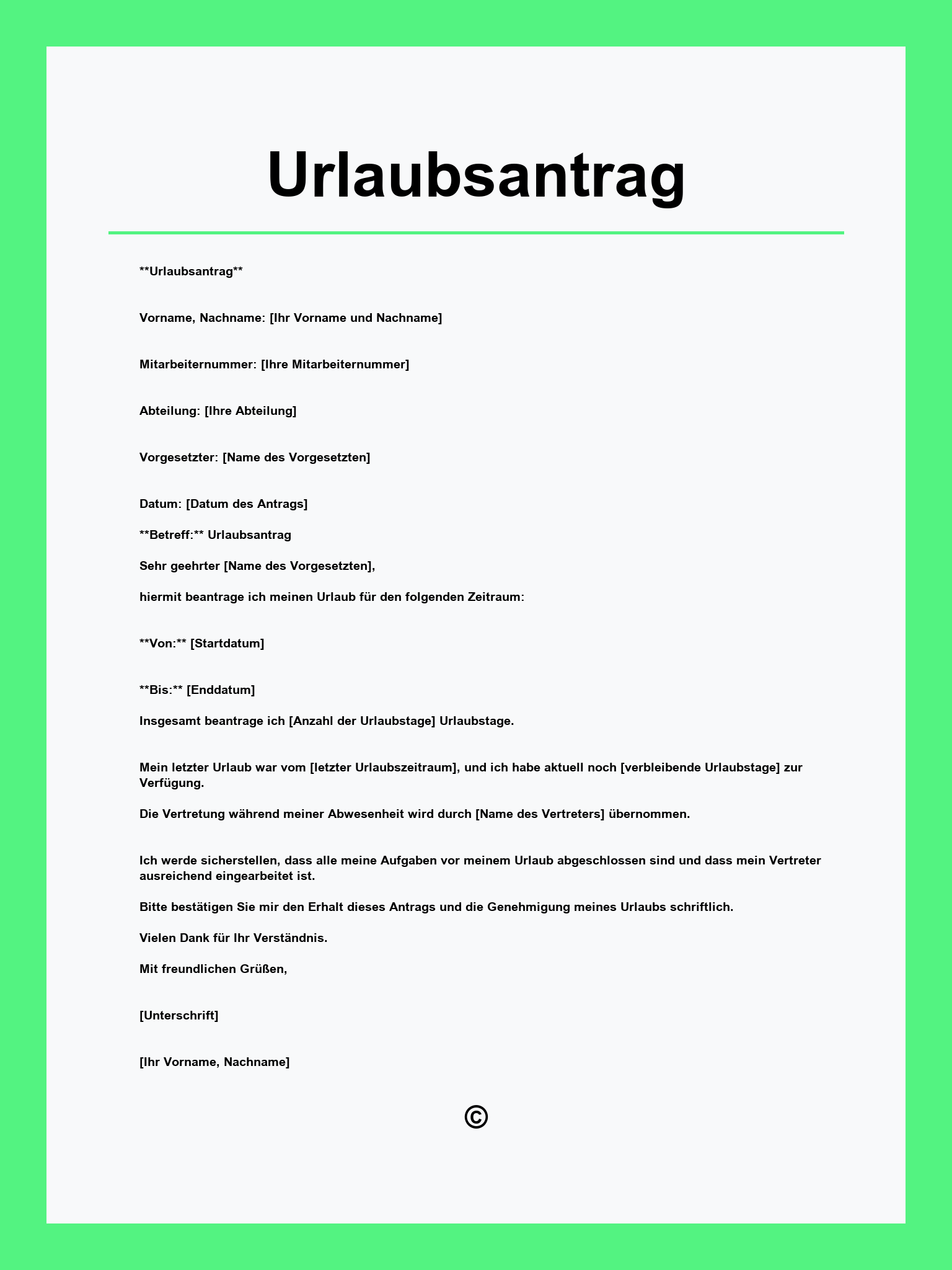 Urlaubsantrag Vorlage