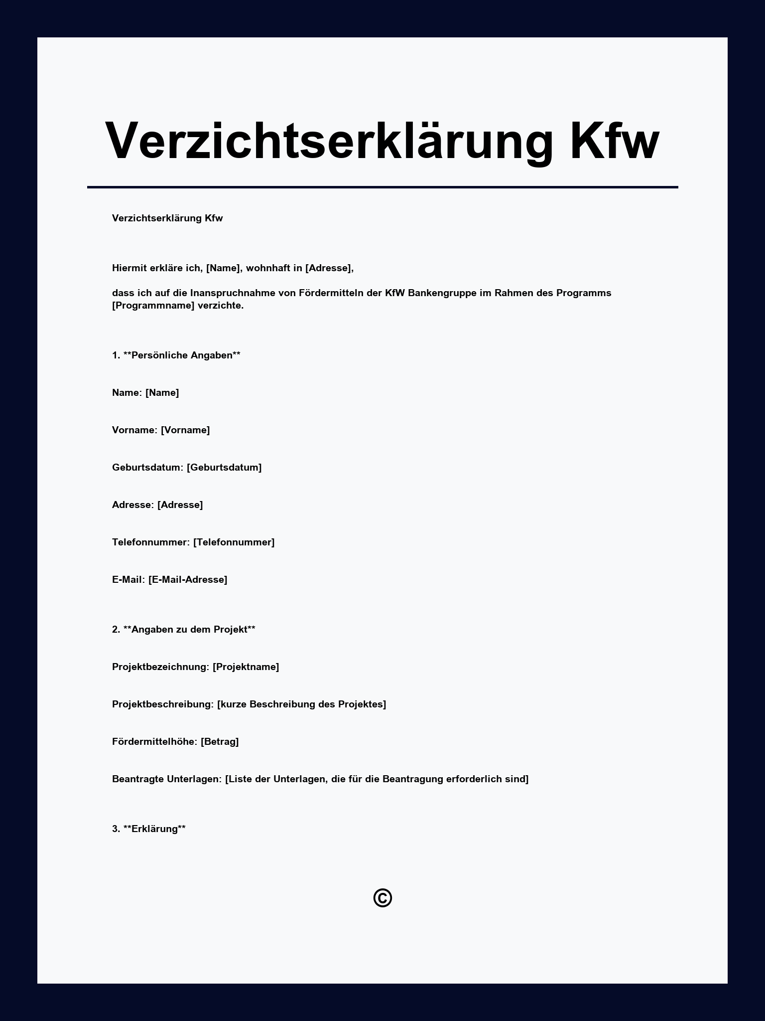 Verzichtserklärung Kfw Vorlage