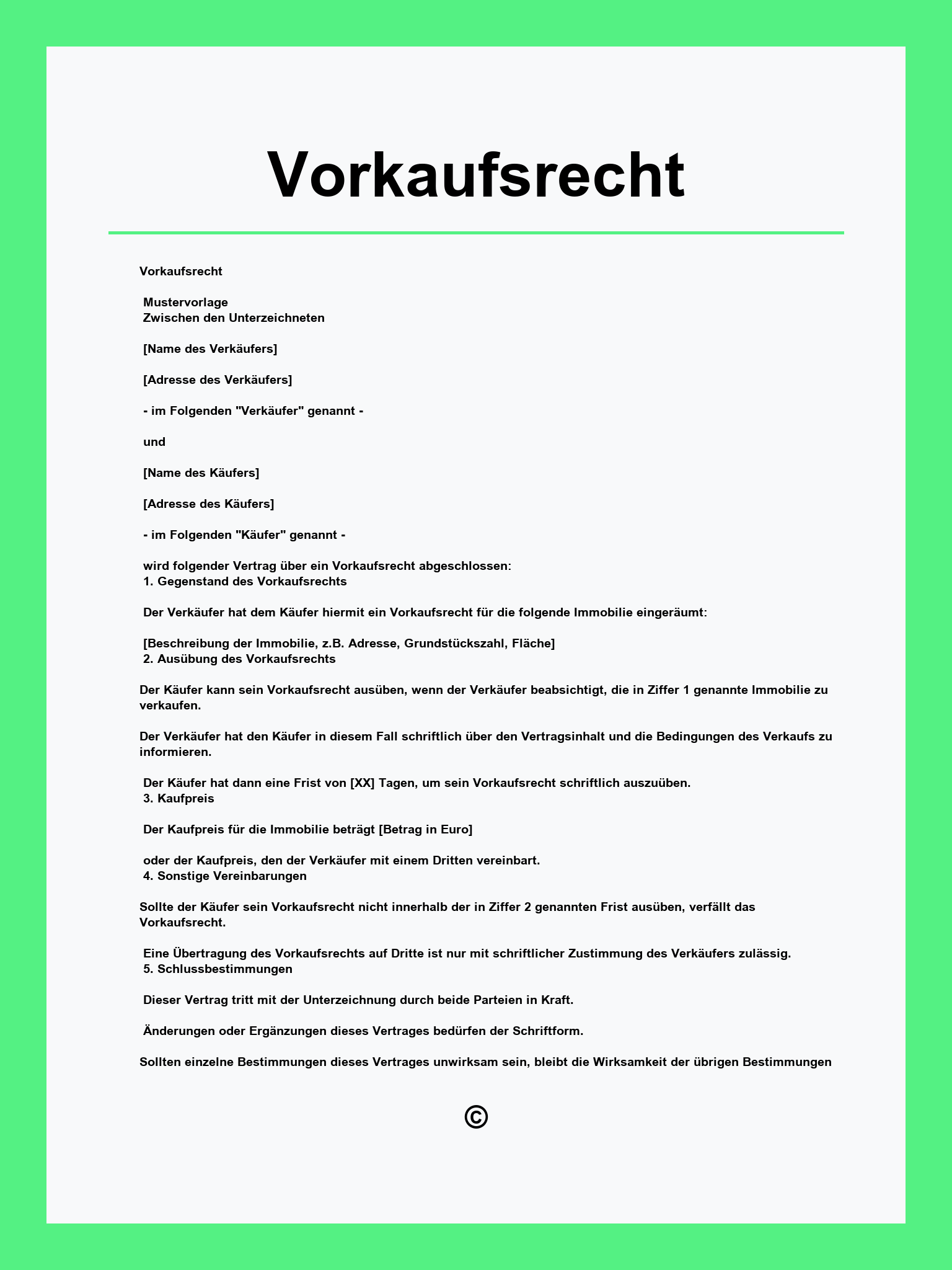 Vorkaufsrecht Muster