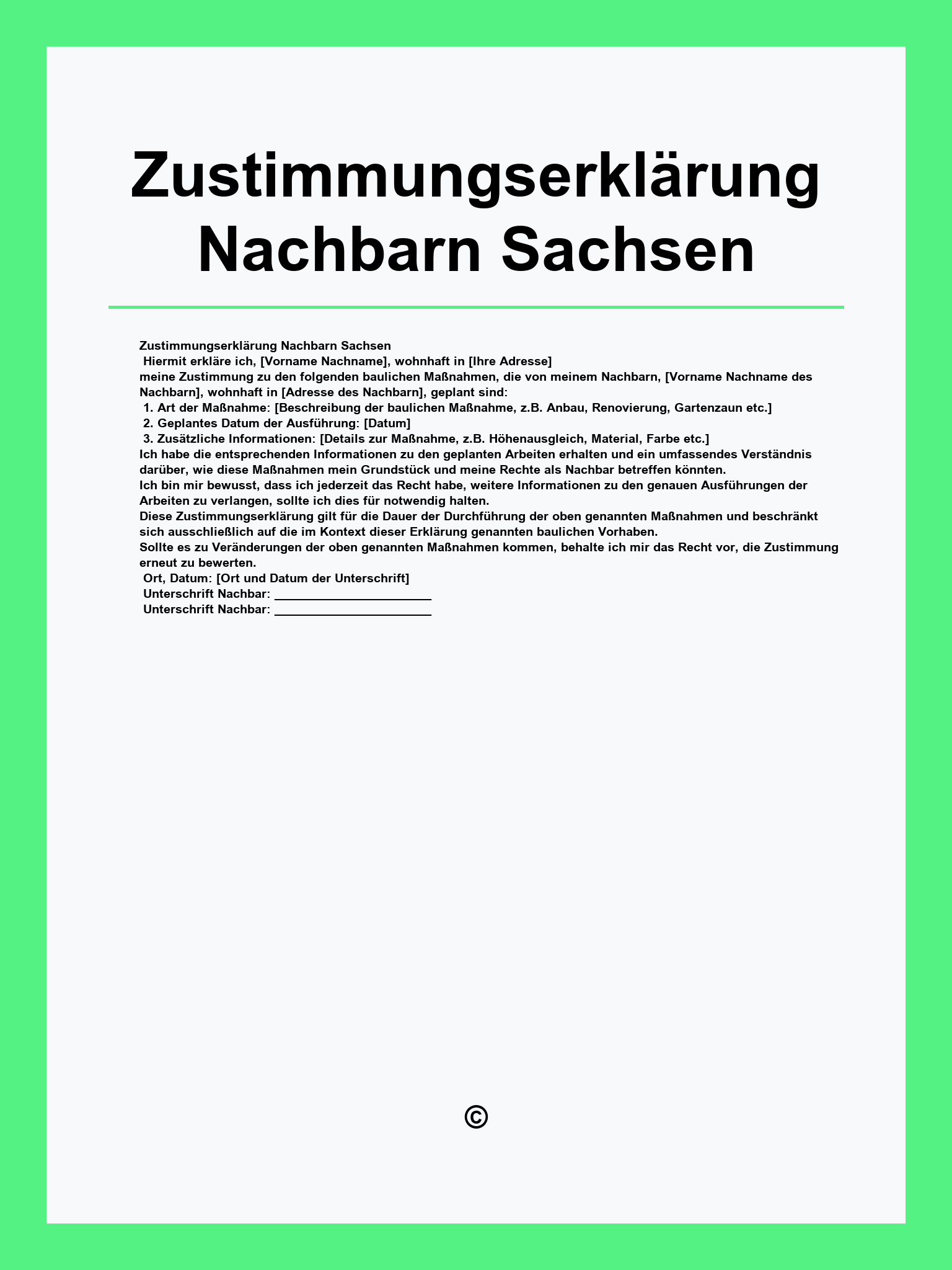 Zustimmungserklärung Nachbarn Vorlage Sachsen